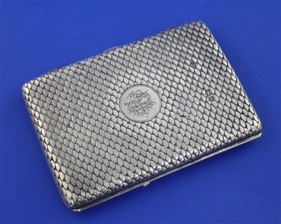 A late Victorian silver card purse, 4in.